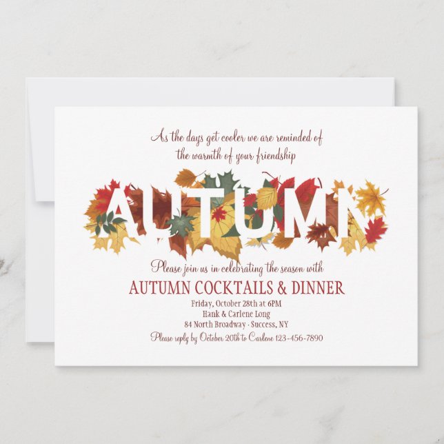 Invitación Cócteles y cena de otoño (Anverso)