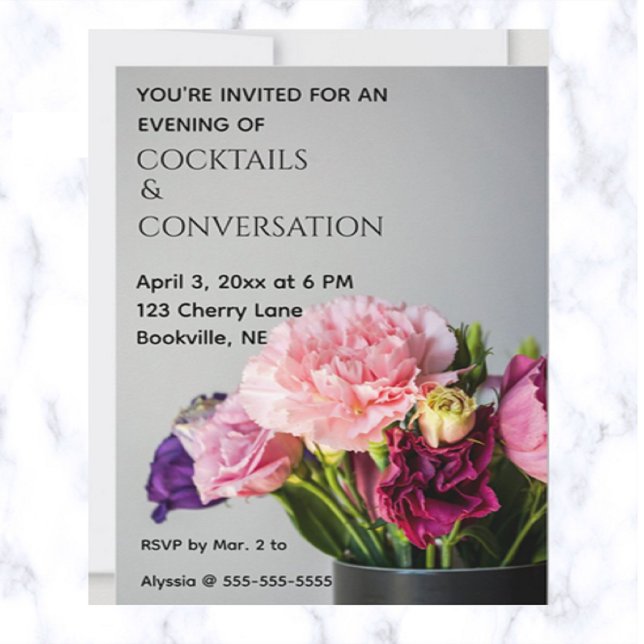 Invitación Cócteles y conversación de flores editables (Subido por el creador)