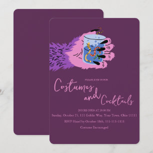 Invitación Cócteles y disfraces de Halloween Mano de Monstruo