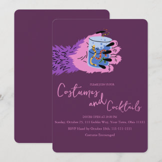 Invitación Cócteles y disfraces de Halloween Mano de Monstruo