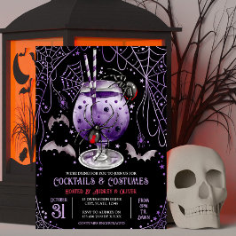 Invitación Cócteles y disfraces Halloween Viuda negra