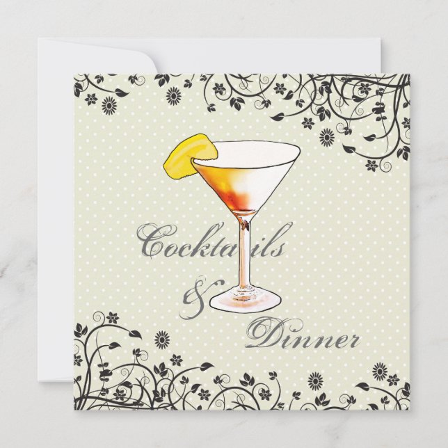 Invitación Cócteles Y Fiesta De Cumpleaños De La Cena (Anverso)
