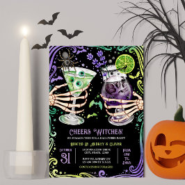 Invitación Cócteles y trajes de Halloween brujas