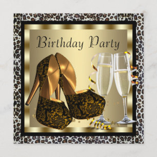 Invitación Cócteles Zapatos de Tacón Alto Mujer Leopardo Cump