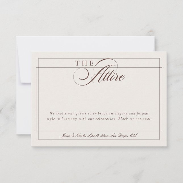 Invitación Código de Vestimenta Formal Caligrafía Marfil Choc (Anverso)