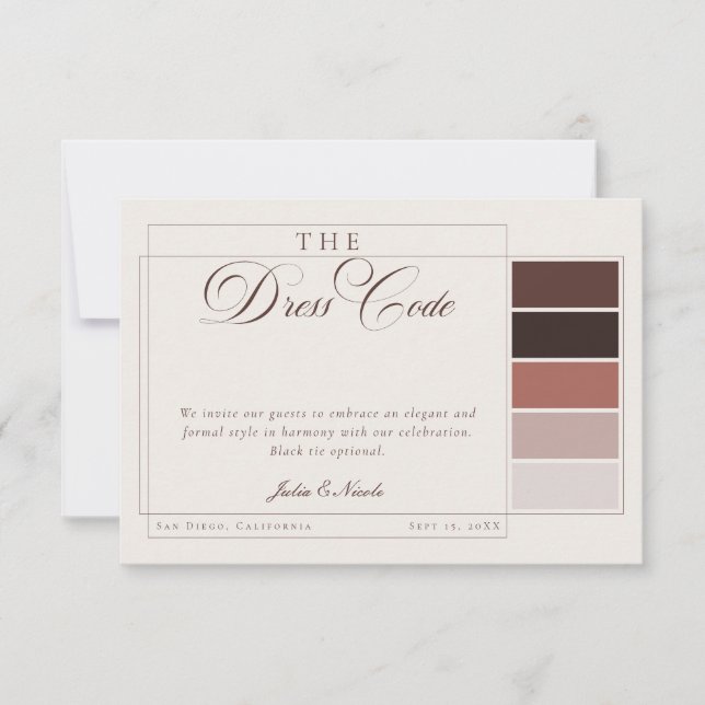 Invitación Código de Vestimenta Formal Caligrafía Marfil Marr (Anverso)