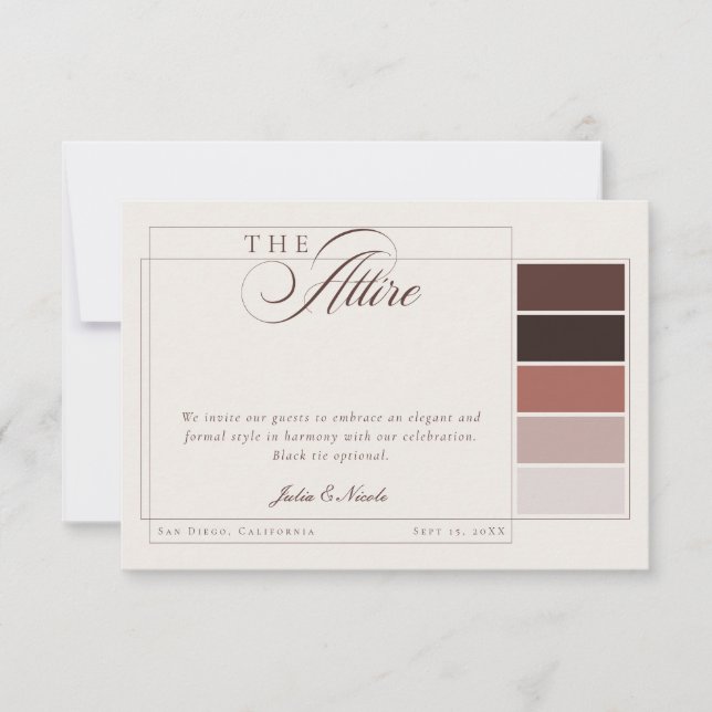 Invitación Código de Vestimenta Formal Caligrafía Marfil Marr (Anverso)