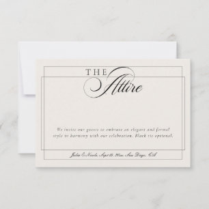 Invitación Código de Vestimenta Formal Caligrafía Marfil Negr