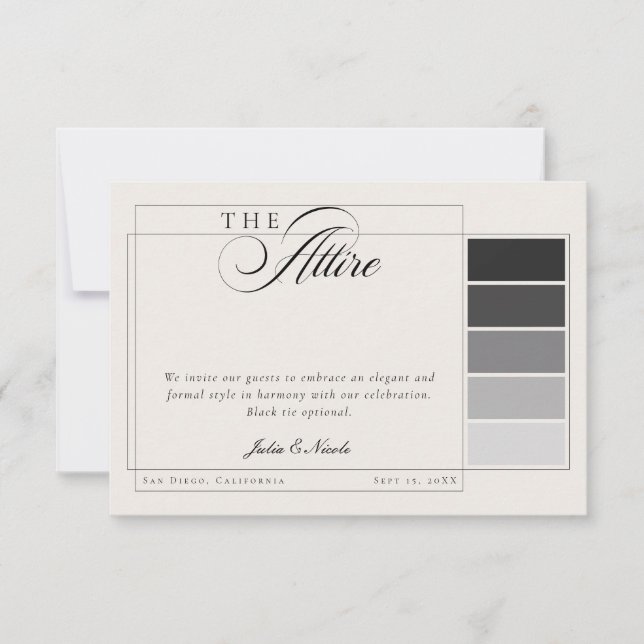 Invitación Código de Vestimenta Formal Caligrafía Marfil Negr (Anverso)