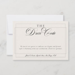 Invitación Código de Vestimenta Formal Caligrafía Marfil Negr