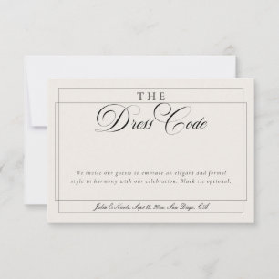 Invitación Código de Vestimenta Formal Caligrafía Marfil Negr