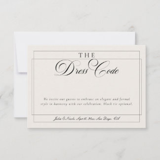 Invitación Código de Vestimenta Formal Caligrafía Marfil Negr