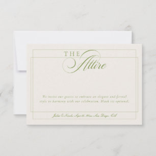 Invitación Código de Vestimenta Formal Caligrafía Marfil Verd
