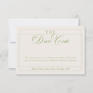 Invitación Código de Vestimenta Formal Caligrafía Marfil Verd