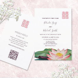 Invitación Código OR | Boda de Lotus Flower Chinese