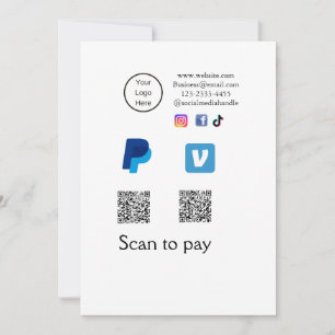 Invitación Código Q R barrido PayPal venmo pay add social med