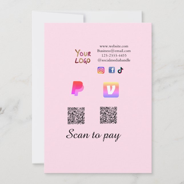 Invitación código Q R PayPal venmo escanear pagar añadir rede (Anverso)
