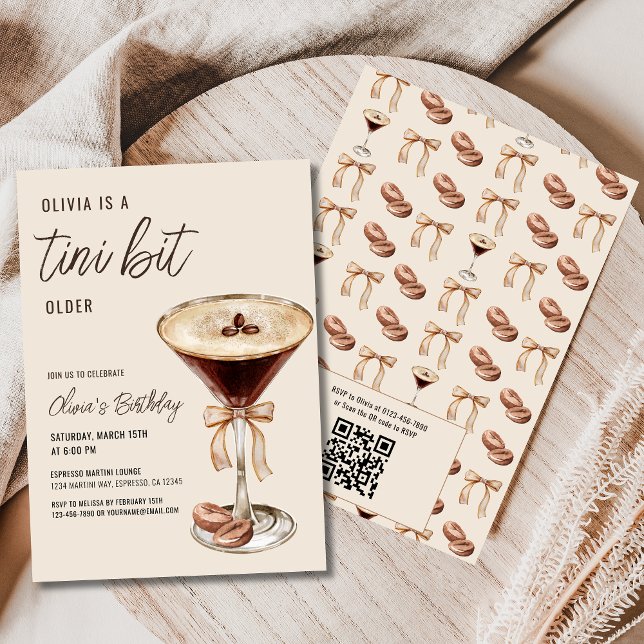 Invitación Código QR A Tini bit mayor Espresso Martini cumple (Subido por el creador)