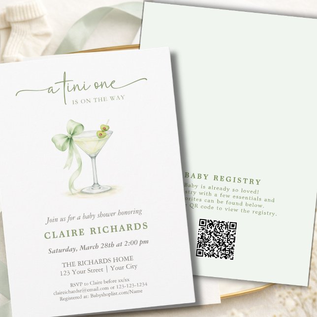 Invitación Código QR A Tini One Coquette Neutral Baby Shower  (Subido por el creador)