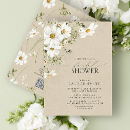 Invitación Código QR Acuarela Rusa Daisy Bridal Shower