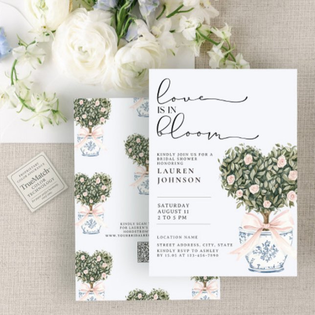 Invitación Código QR Amor en Flor Chinoiserie Despedida de So (Subido por el creador)
