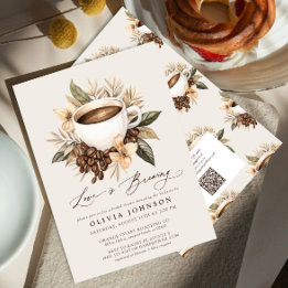 Invitación Código QR: Amor floral se está preparando ducha de