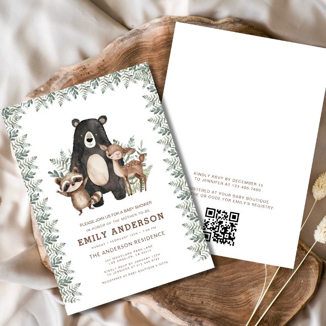 Invitación Código QR Animales forestales de bosques Baby Show (Subido por el creador)