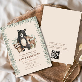Invitación Código QR Animales forestales de bosques Baby Show