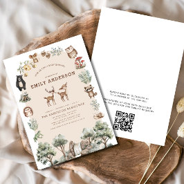 Invitación Código QR Animales forestales de bosques Baby Show