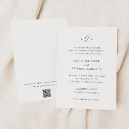 Invitación Código QR atemporal en blanco y negro Boda elegant