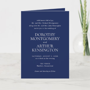 Invitación Código QR Azul Marino Moderno Elegante Boda