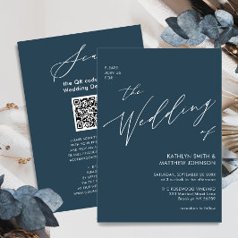 Invitación Código QR azul turbio en un Boda Minimalista