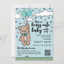 Código QR azul verde azulado Beary Cute Boy Baby S