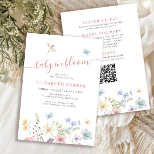 Invitación Código QR baby in bloom wildflower baby shower niñ