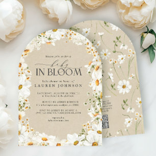 Invitación Código QR: Bebé de margarita floral en una ducha r