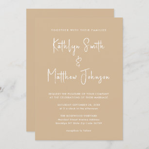 Invitación Código QR Beige Todo En Un Boda De Guión Moderno
