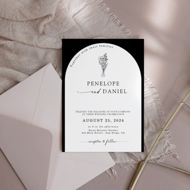 Invitación Código QR blanco y negro Arco de boda 2 en 1 (Subido por el creador)