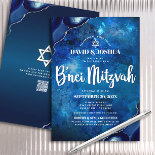 Invitación Código QR B'nei Mitzvah Escritura Galaxia Agata Az