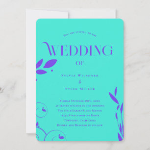 Invitación Código QR Boda Botánico Verde azulado Purple Boho