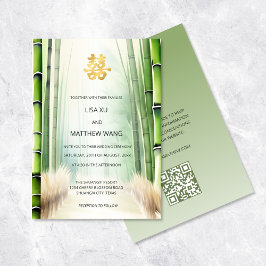 Invitación Código QR | Boda chino de Bambú Forest