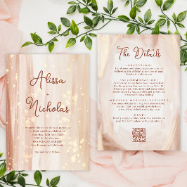 Invitación Código QR Boda de acuarela de color de oro de Terr