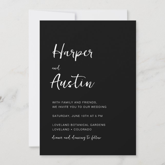 Invitación Código QR Boda de Escritura Moderna (Anverso)