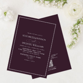 Invitación Código QR Boda de guión clásico púrpura formal