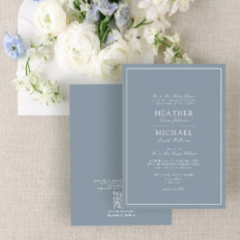 Invitación Código QR Boda de guión formal Dusty Blue Classic