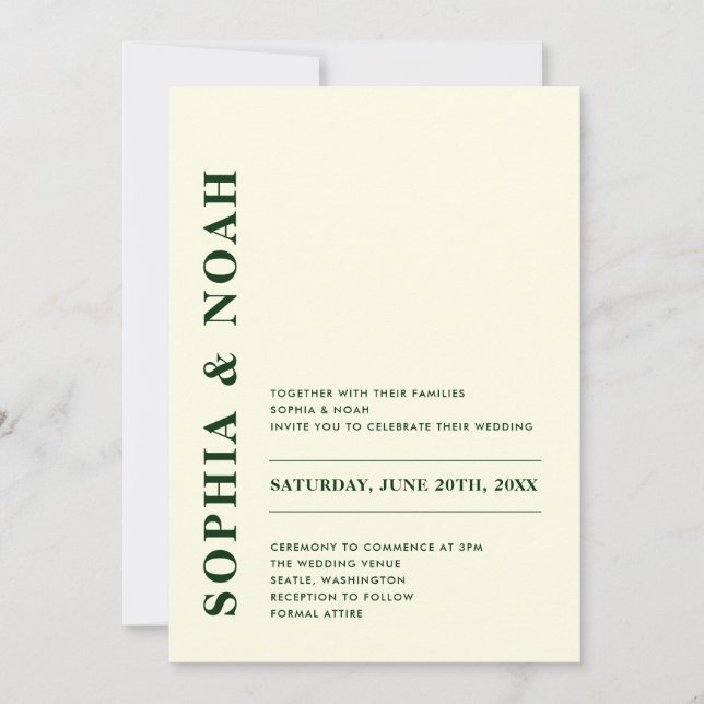 Invitación Código QR Boda de marfil moderno mínimo (Anverso)