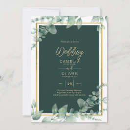 Invitación CÓDIGO QR BODA de oro de LeahG Eucalyptus Greenery