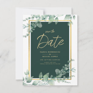 Invitación CÓDIGO QR BODA de oro de LeahG Eucalyptus Greenery