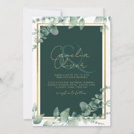 Invitación CÓDIGO QR BODA de oro de LeahG Eucalyptus Greenery