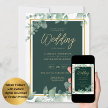 CÓDIGO QR BODA de oro de LeahG Eucalyptus Greenery