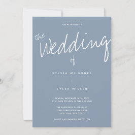 Invitación Código QR Boda de tipografía azul turbia